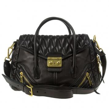 Miu Miu Black Nappa Leather Biker Satchel