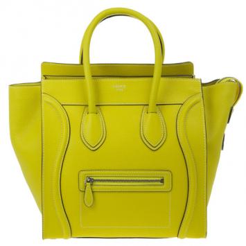 Celine Yellow Leather Mini Luggage Tote