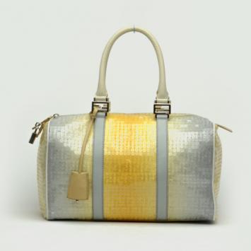 Fendi Yellow & Blue Sequined Forever Boston Satchel 