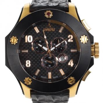 Pre Owned Bonja Black Stainless Steel Tycoon Men's Wristwatch 50MM