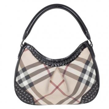 Burbbery Nova Check Studded Medium Hobo