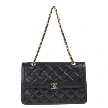 Chanel Black Lambskin Vintage Medium Flap Bag