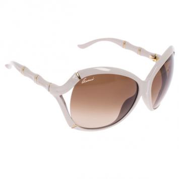 Gucci Cream Bamboo Effect Oversize Square Sunglasses