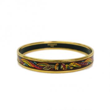 Hermes Gold Plated Enamel Bangle
