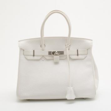 Hermes White Clemence Birkin 30