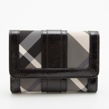 Burberry Black Check Print Id Wallet
