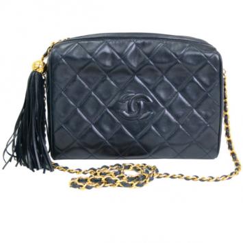 Chanel Navy Fringe Lambskin Shoulder Bag
