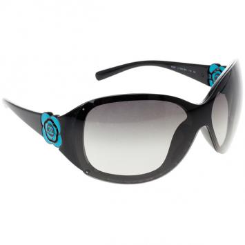 Chanel Vintage Black Camelia Shield Sunglasses