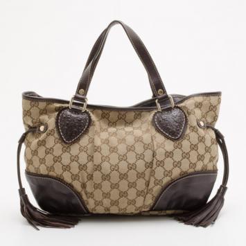 Gucci Brown Ebony GG Tribeca Medium Tote 