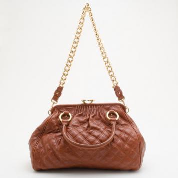 Marc Jacobs Brown Quilted Leather Stam Satchel
