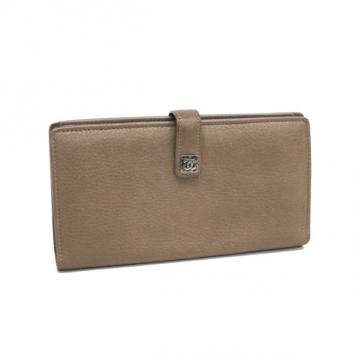 Chanel Beige Leather Long Continental Wallet