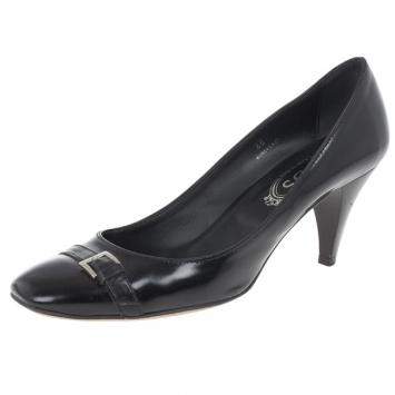 Tods Black Leather Buckle Pumps Size 40