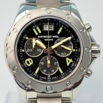 Pre Owned Raymond Weil Tango Black Chronograph Mens Watch