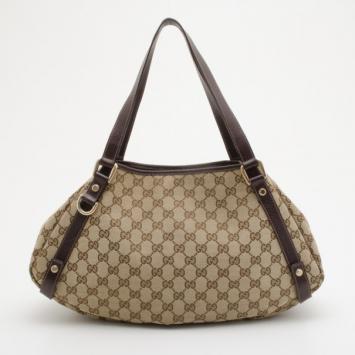 Gucci Brown GG Logo Abbey Tote