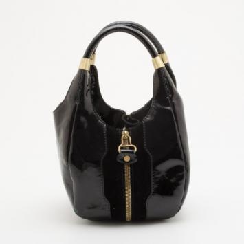 Pre Owned Jimmy Choo Black Leather Middle Zip Hobo