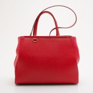 Fendi Red Leather 2Jours Shopper Tote 