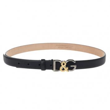 Dolce and Gabbana Black Leather D&G Belt 75 CM