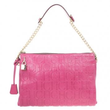 Carolina Herrera Fuchsia Monogram Shoulder Bag