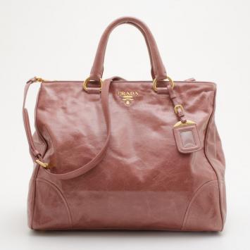 Prada Pink Vitello Shine Antik Shopping tote