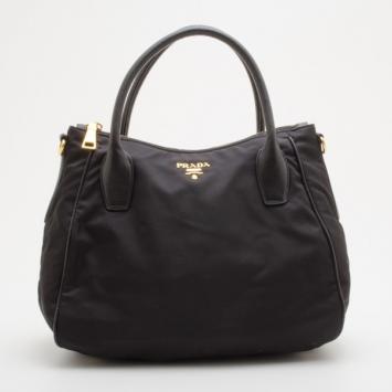 Prada Black Vitello Daino Tote 