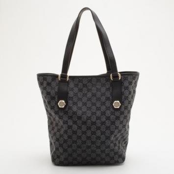 Gucci Grey GG Denim Canvas Bucket Tote