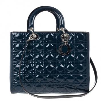 Dior Blue Patent Large Lady Dior