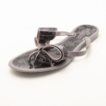Valentino Grey Lace Jelly Thong Flip Flops Size 35