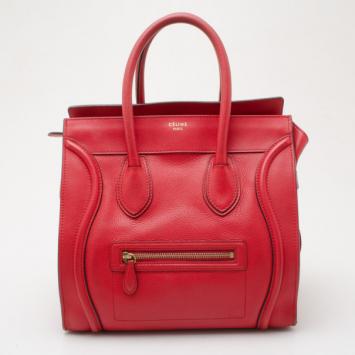 Celine Red Mini Luggage Leather Tote