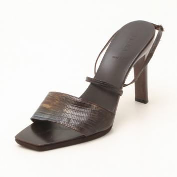 Fendi Brown Snakeskin Wooden Heel Sandals Size 39