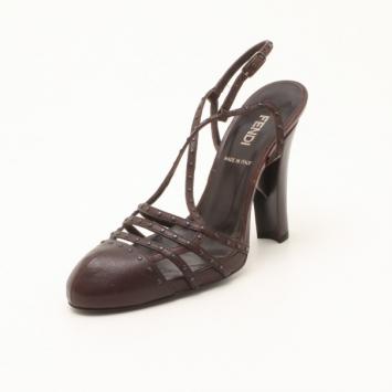 Fendi Brown Leather Toe Cap Strappy Sandals Size 36.5
