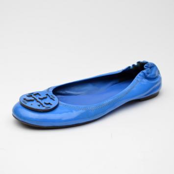 Tory Burch Electric Blue Patent Reva Flats Size 40