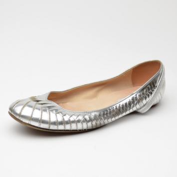 Moschino Silver Leather Flats Size 41