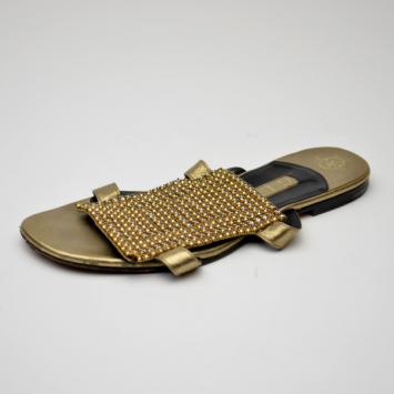 Gina Swarovski Crystal Diamante Flat Sandals Size 37