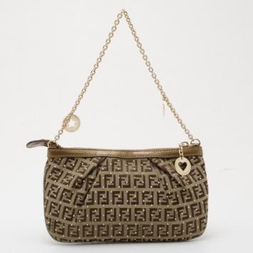 Fendi Zucchino Studded Chain Handle Pochette