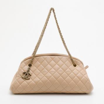 Chanel Large Mademoiselle Lambskin Chain Tote in Brushed Gold HW