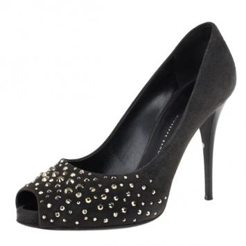 Giuseppe Zanotti Black Suede Studded Pumps Size 39.5