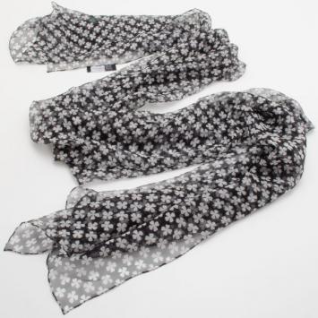 YSL Black and White Clover Printed Scarf