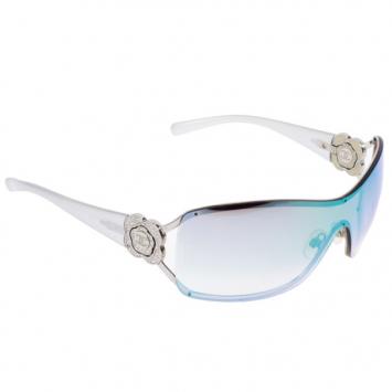 Chanel Vintage Silver Camelia Shield Sunglasses