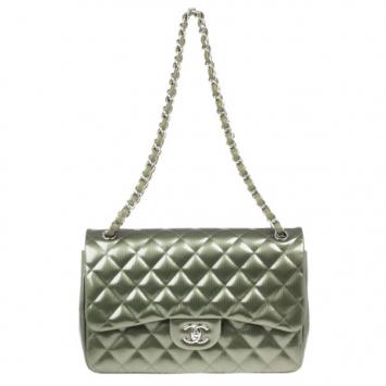Chanel Green Patent Jumbo Double Flap Bag
