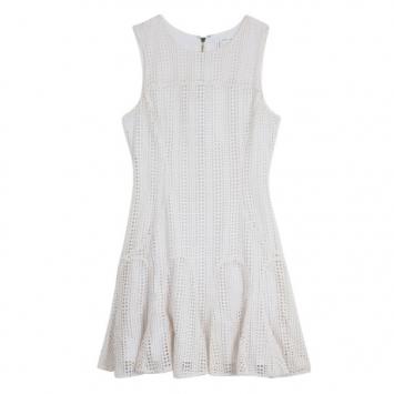 10 Crosby Derek Lam Crochet White Tulip Hem Dress M
