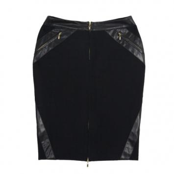 Versace Black Leather Trim Skirt S