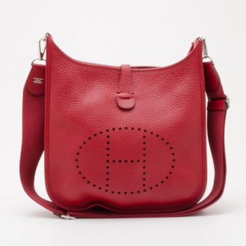 Hermes Red Clemence Leather Evelyn Shoulder Bag