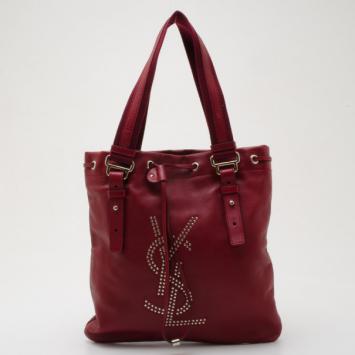 Yves Saint Laurent Red Leather 'YSL' Logo Tote