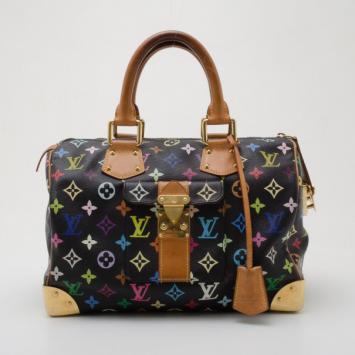 Louis Vuitton Black Multicolor Speedy Satchel