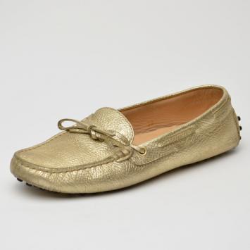 Tod's Gold Metallic Driving Loafers Size 38