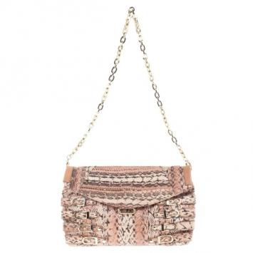 Jimmy Choo Pink Snakeskin Brix Convertible Clutch
