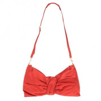 Valentino Red Satin Bow Clutch