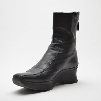 Prada Sport Black Leather Square Toe Ankle Boots Size 37