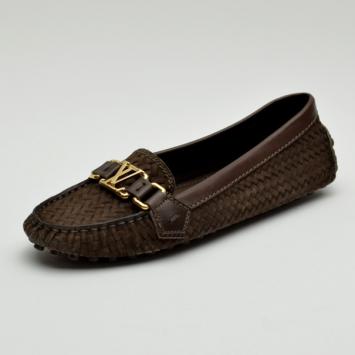 Louis Vuitton Brown Oxford Suede Calf Loafers Size 37.5