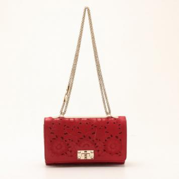 Valentino Red Girello Lace Flap Bag